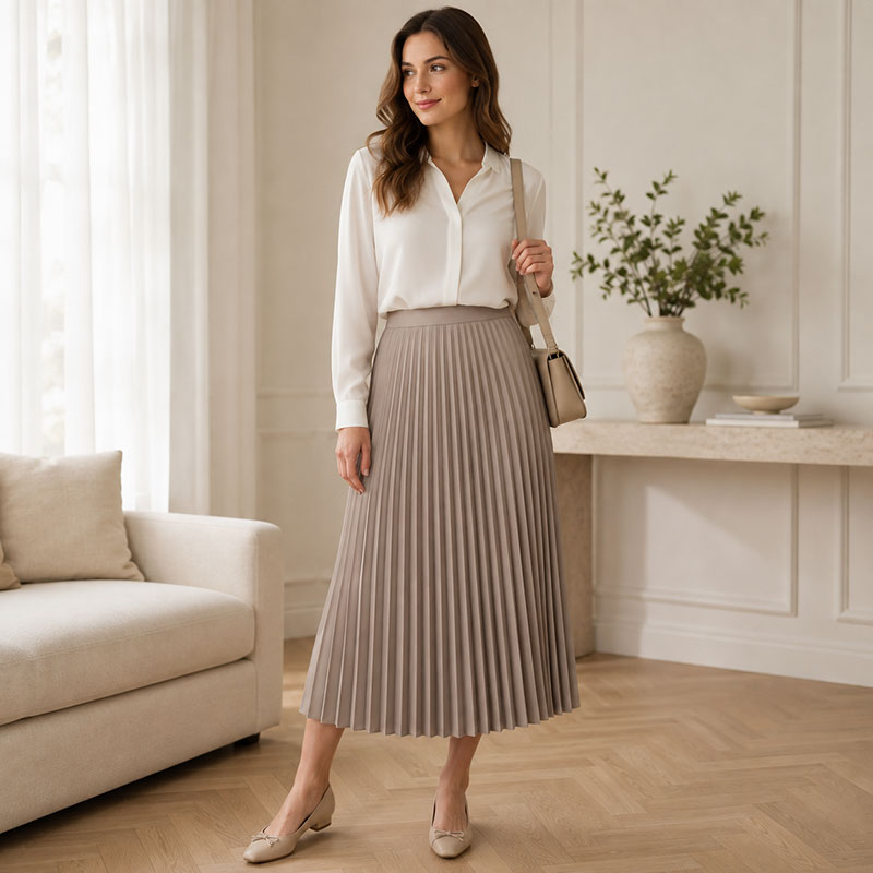 Sylvie Pleated Midi Skirt